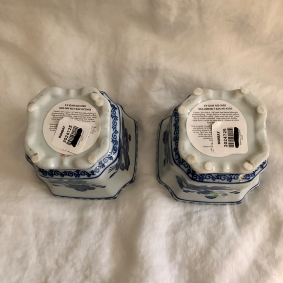 Bombay set of 2 chinoiserie mini cachepot plant pots w unscented candles inside - Picture 3 of 4